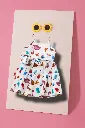 White Strap Dress with Colorful Cartoon Print