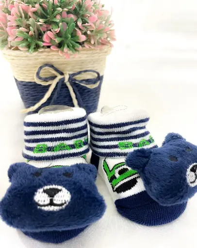 Baby Boys and Girls Teddy Socks (Blue)